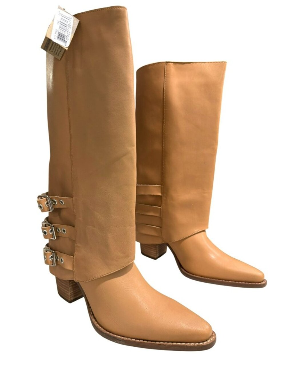 Dingo Urban Cowgirl Tan Leather Knee-High Fold Boots Western Size 9